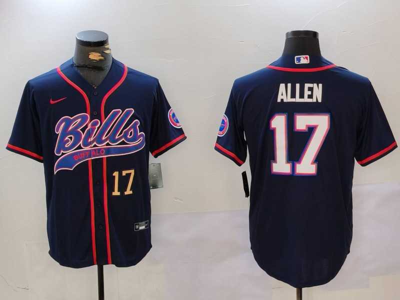 Men%27s Buffalo Bills #17 Josh Allen Navy Team Cool Base Stitched Baseball Jerseys